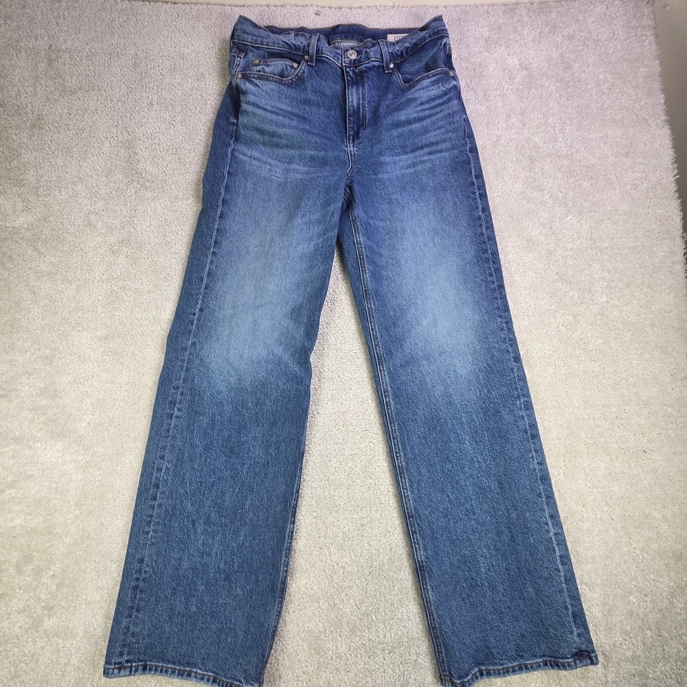 AYR Wide Leg Flare Jeans in Medium Blue Wash